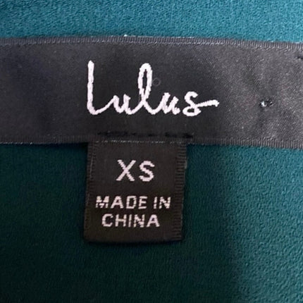 Lulus Good Luck Charm Green Colalr Short Sleeve Button-Up Shirt Blouse Top Sz XS