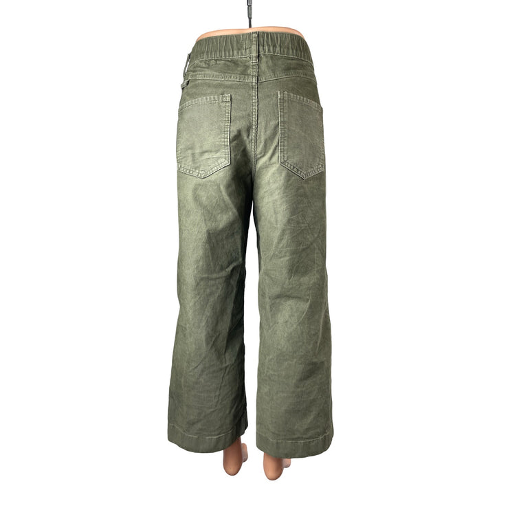 Upwest Women's Green Corduroy High Rise Wide Leg Baggy Trousers Pants Size S
