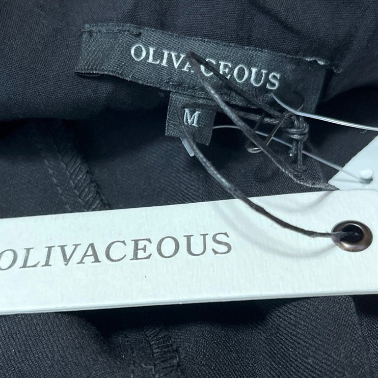 NEW Olivaceous Women's Black Sleeveless V-neck Button Crop Blazer Vest Top Sz M