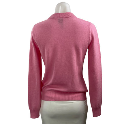 Topshop Women's Pink 100% Cashmere Crew Neck Cutout Long Sleeve Sweater Size XS