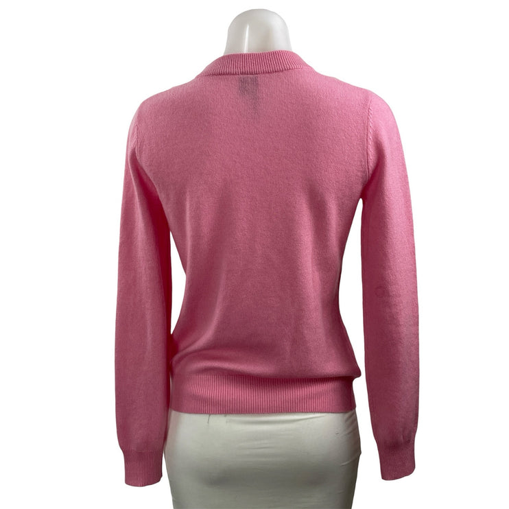 Topshop Women's Pink 100% Cashmere Crew Neck Cutout Long Sleeve Sweater Size XS