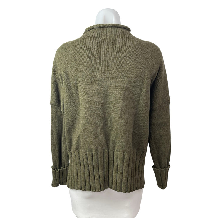 Madewell Women's Green Merino Wool Long Sleeve Slit Mock Neck Sweater Top Size S