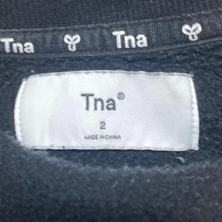 Aritzia TNA Women's Black Fleece Long Sleeve Crew Neck Sweatshirt Top Size 2