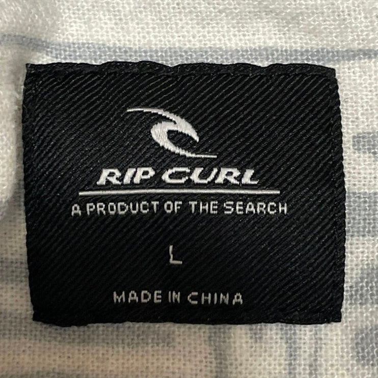 Rip Curl Men's White Aztec Short Sleeve Chest Pocket Button Down Camp Shirt L