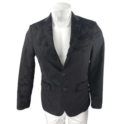 John Varvatos Men's Black Notch Collar Long Sleeve Blazer Coat Jacket One Size