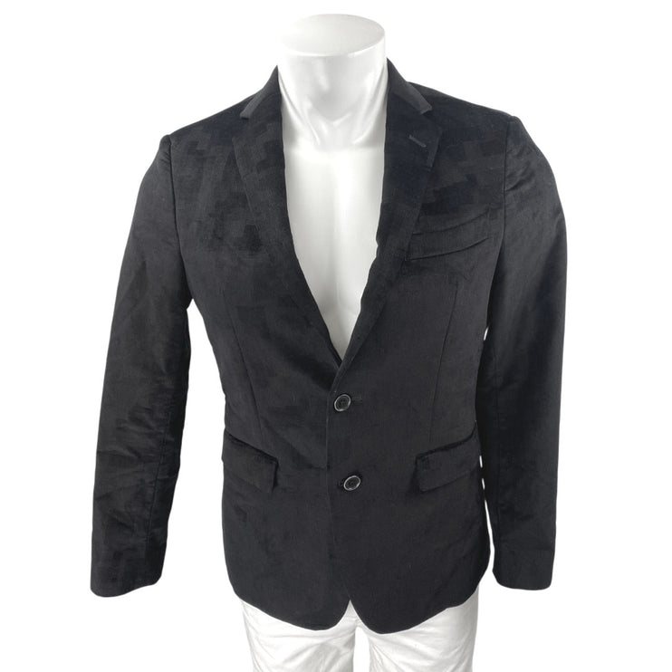 John Varvatos Men's Black Notch Collar Long Sleeve Blazer Coat Jacket One Size