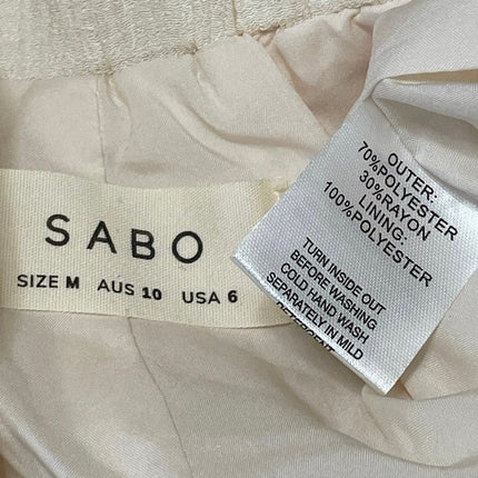 SABO Women's Cream High Rise Elastic Waist Tiered Drawstring Mini Skort Skirts 6