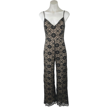 Ark & Co. Black Nude Lace Spaghetti Strap V-neck Cami Camisole Romper Jumpsuit S