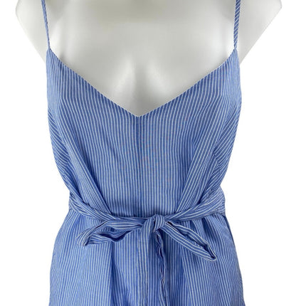 Club Monaco Blue Stripe Sleeveless Tie Waist Open Back Cami Tank Romper Shorts 0