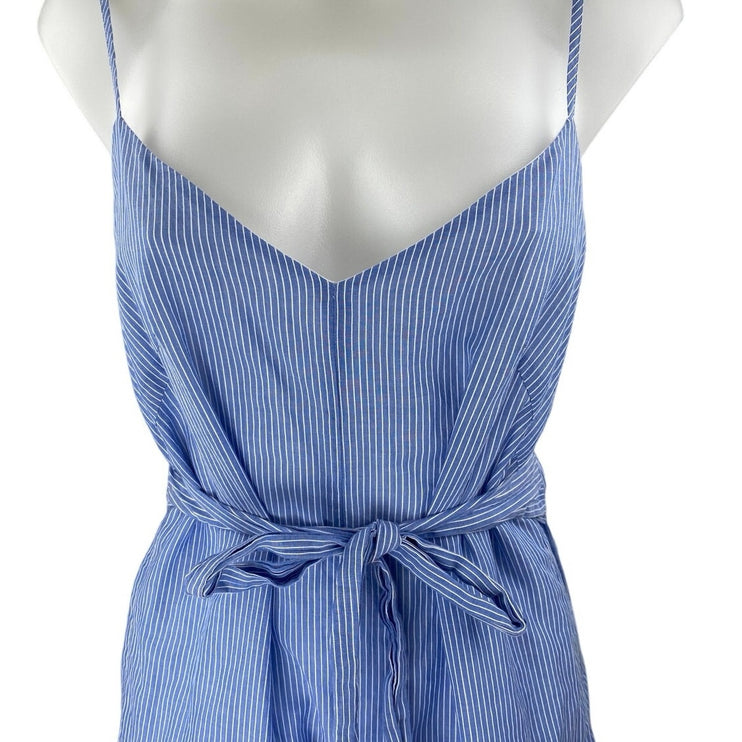 Club Monaco Blue Stripe Sleeveless Tie Waist Open Back Cami Tank Romper Shorts 0