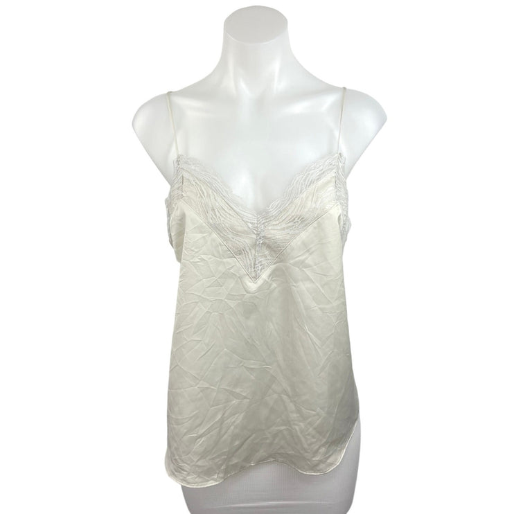 Express Satin White Lace V Neck Spaghetti Strap Camisole Tank Top Size S