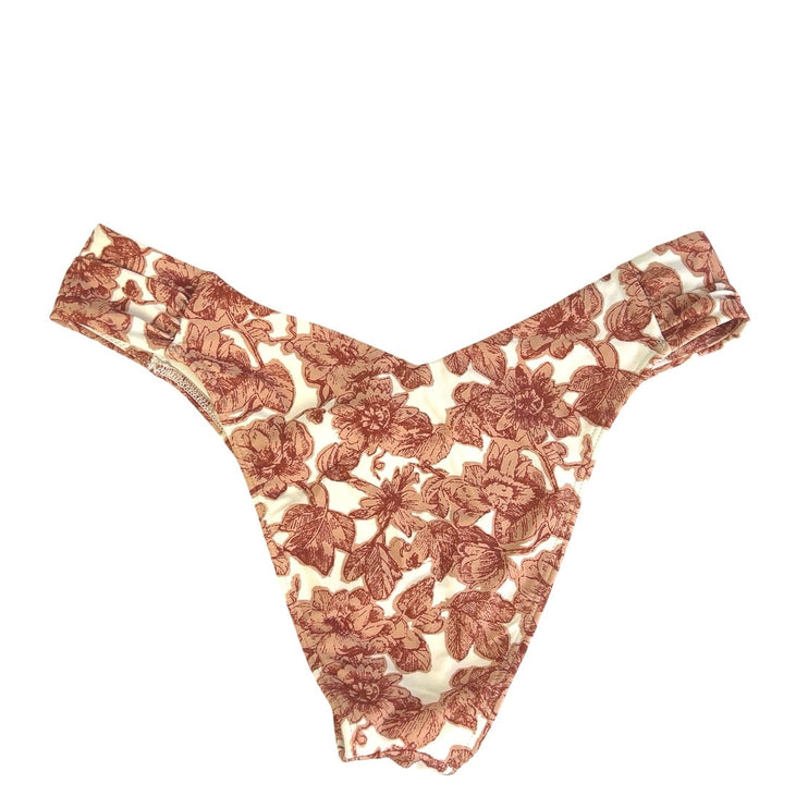 Abercrombie & Fitch Brown Cream Floral Cheeky Beach Swim Bikini Bottom Size M