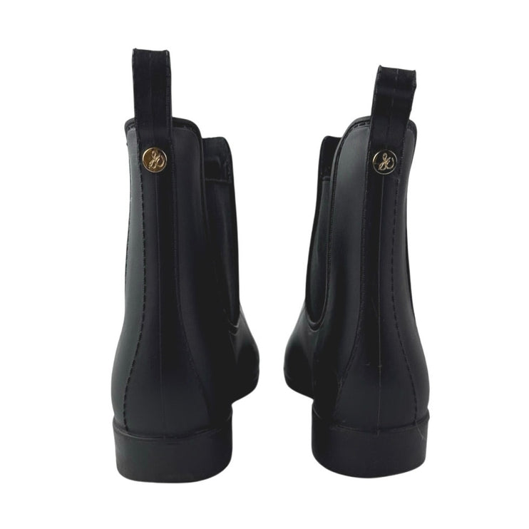 Sam Edelman Tinsley Womens Black Almond Toe Rubber Slip On Ankle Rain Boots Sz 7