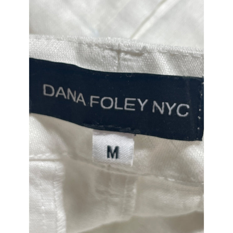 Dana Foley NYC Women's White High Rise Wide Leg Pleated Trousers Pants Size M