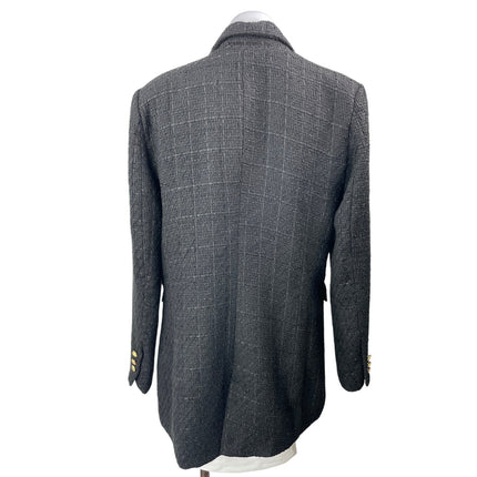 Jason Wu Women's Black Long Sleeves Tweed Double Breasted Blazer Coat Jacket L