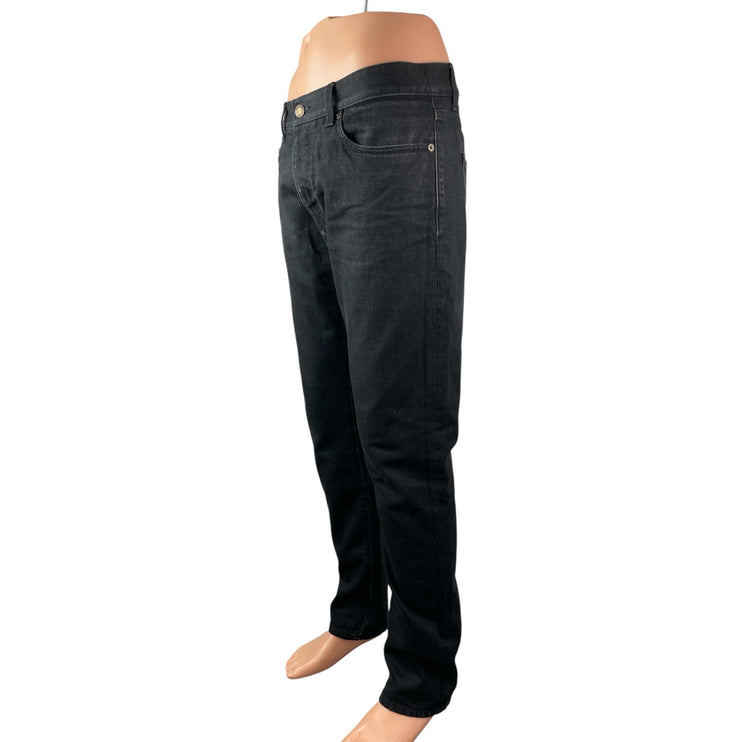 Saint Laurent Men's Black Mid Rise Classic Skinny Tapered Denim Jeans Pants M/L