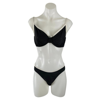 Abercrombie & Fitch Black Ribbed Wide Strap Underwire Cami Bikini Swimwear Set M