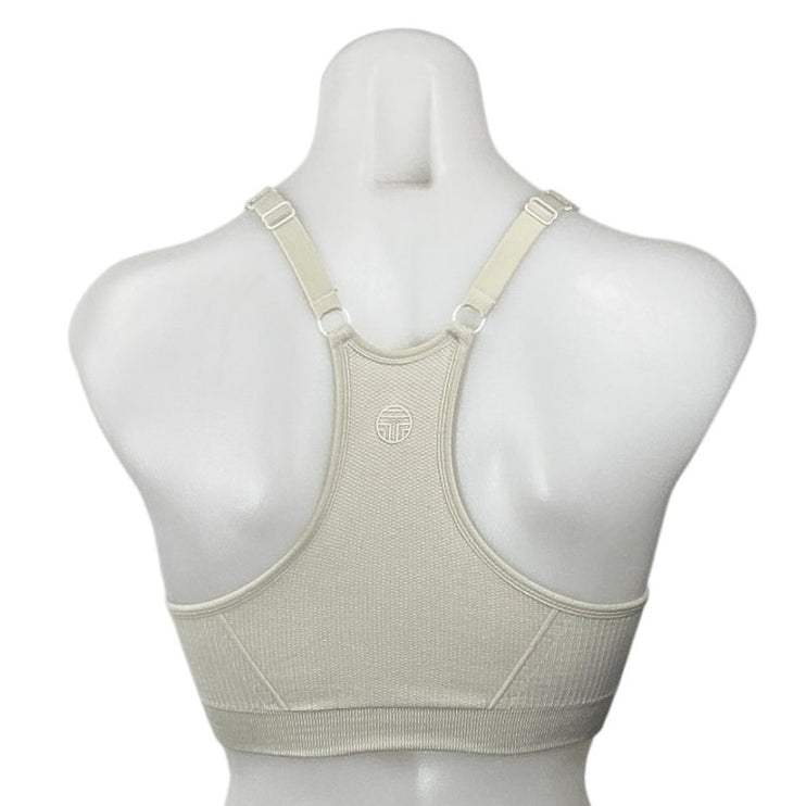 Tory Burch Sport Beige Racerback Yoga Workout Athletic Crop Top Sports Bra Sz S