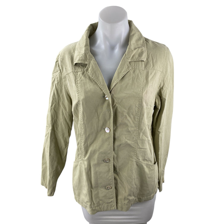 Tommy Bahama Women's Green 100% Silk Long Sleeve Button Down Shirt Top Size S