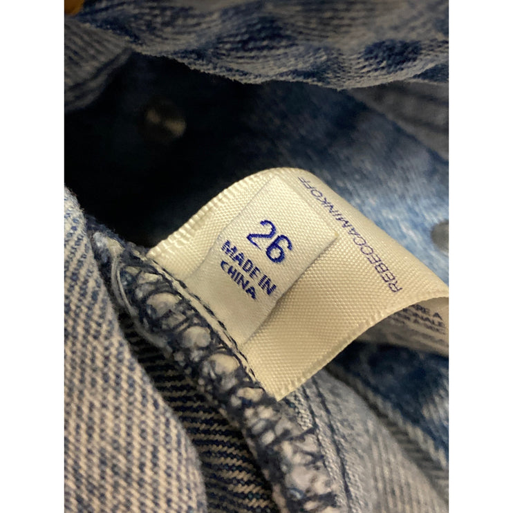 Rebecca Minkoff Blue Embroidered Leaf High Waist Button Fly Denim Jean Skirt 26
