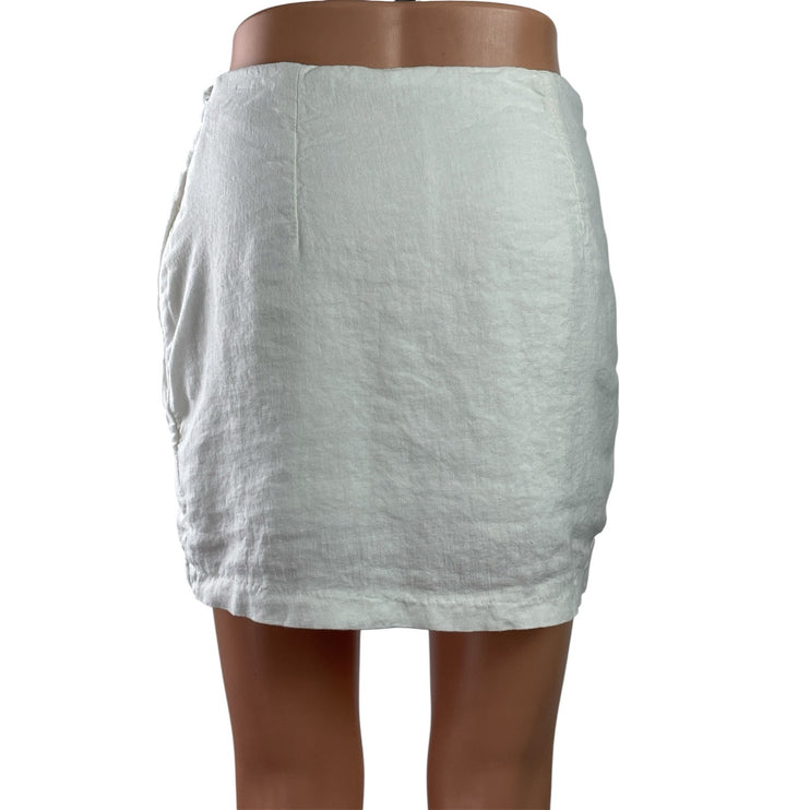 Abercrombie & Fitch Womens White Linen Blend Side Zip Wrap Mini Skirt Skort Sz S