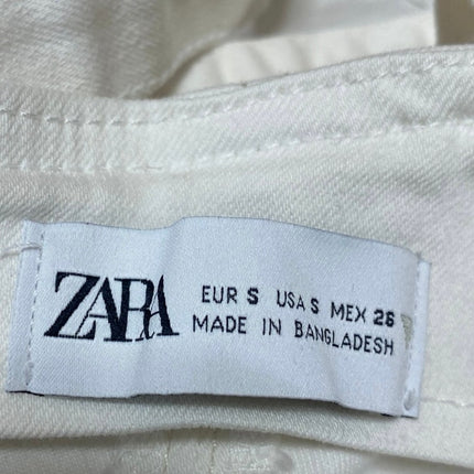 Zara White Denim Sleeveless Square Neck Corset Bandeau Bustier Crop Tank Top S