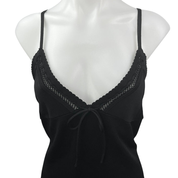 Meshki Black V-neck Lace Spaghetti Strap Cami Camisole Mini Tank Slip Dress L