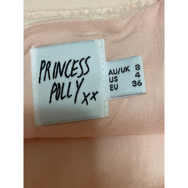 Princess Polly Pink Sleeveless Fringe Tiered Ruffle Cami A Line Mini Dress Sz 4