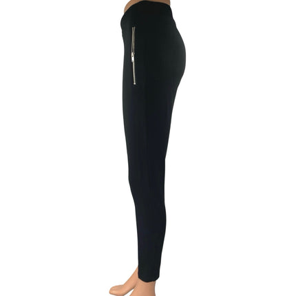 Zara Women's Black High Waisted Zip Pockets Stretch Skinny Trousers Pants Size M