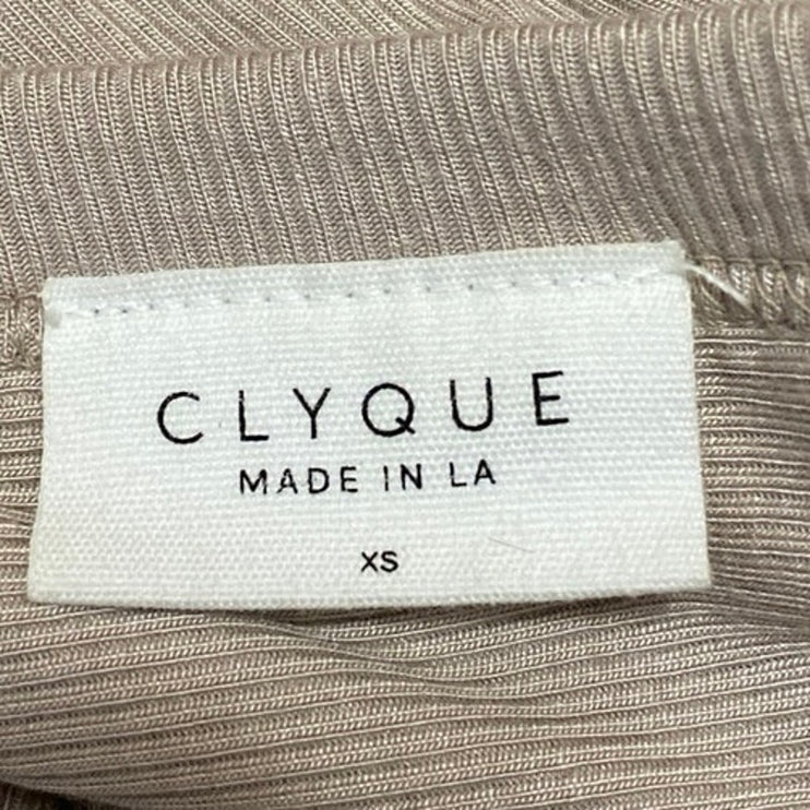 Clyque Beige Rib Knit Sleeveless Cami Camisole Mini Bodycon Tank Dress Size XS