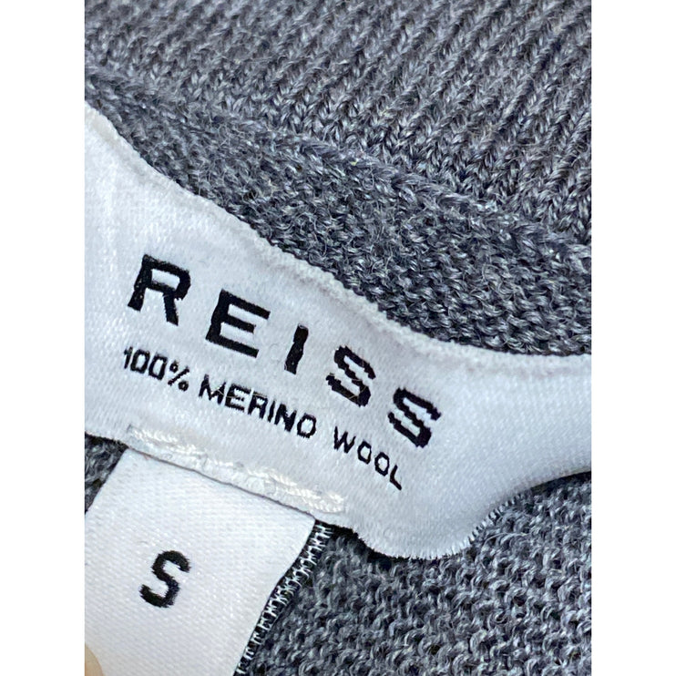 Reiss Men's Gray 100% Wool Long Sleeve Polo Shirt Sweater Sweatshirt Top Size S