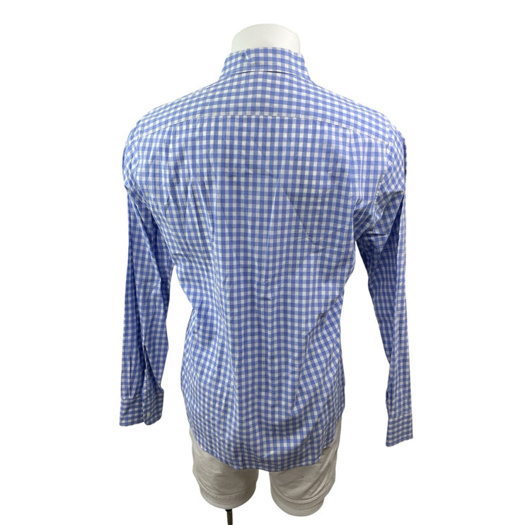 Bonobos Men's Blue Gingham Check Pocket Long Sleeve Button Down Shirt Top Size M