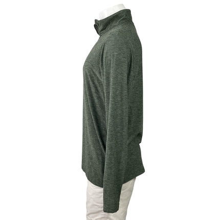 New Balance Dry Men's Green Heather Quarter Zip Long Sleeve Polo Shirt Top Sz L