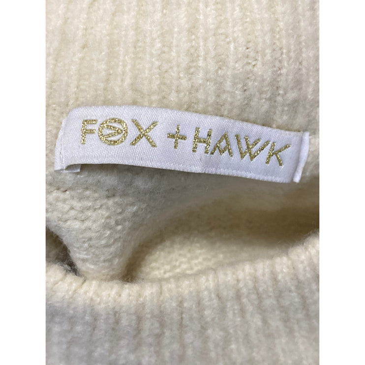 Fox + Hawk Women's Cream Long Sleeve Mock Neck Knit Relaxed Sweater Top Size M