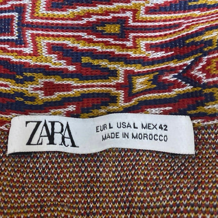 Zara Men's Multicolor Tribal Aztec Short Sleeve Collar Button Down Shirt Top L