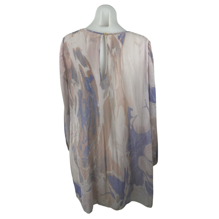 Aritzia Wilfred Daydreamer Multicolor Pleated Chiffon Long Sleeve Mini Dress M