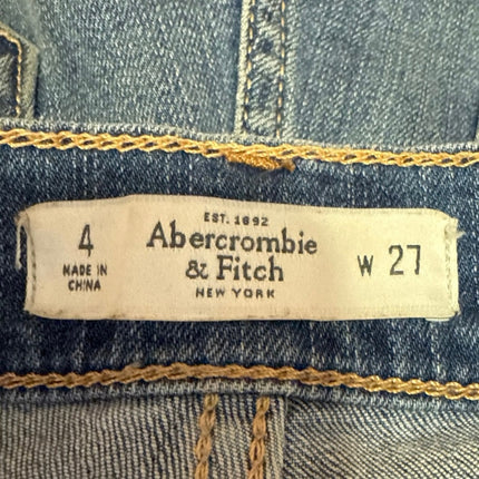 Abercrombie & Fitch Blue Medium Wash Distressed Mid Rise Cutoff Denim Shorts 4