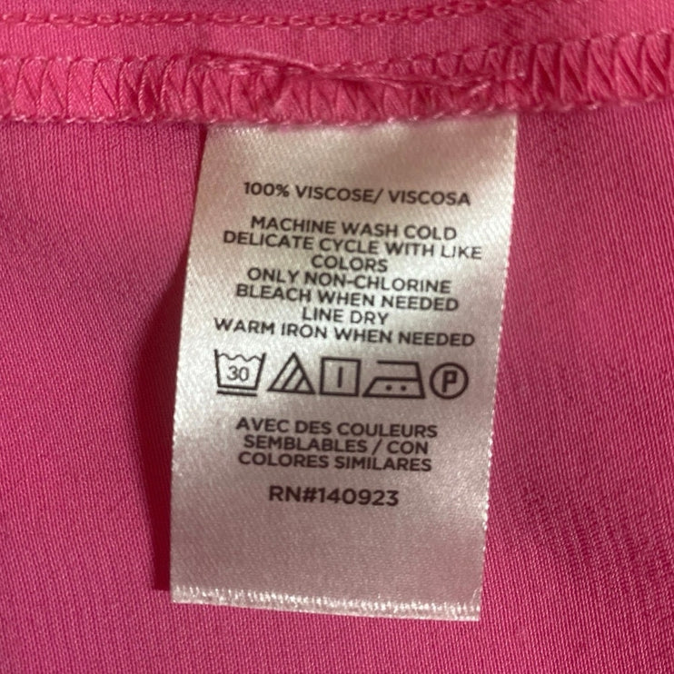 Loft Pink Tiered Ruffle Short Sleeve Button Up Mini Flare A-Line Shift Dress XL