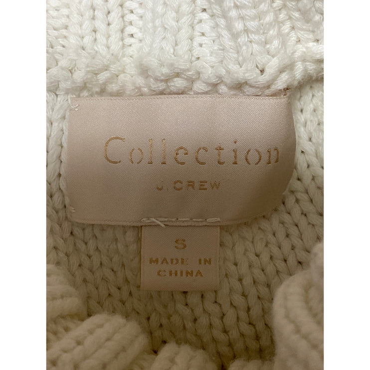 J.Crew Collection Womens Cream Cable Knit Turtleneck Pullover Sweater Top Size S