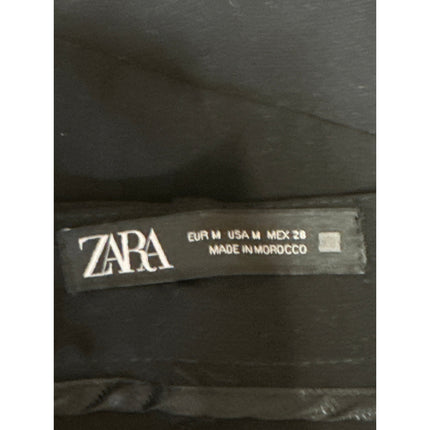 Zara Women's Black Ruffle Belted Tie Waist Mini A-Line Flared Skirt Skort Size M