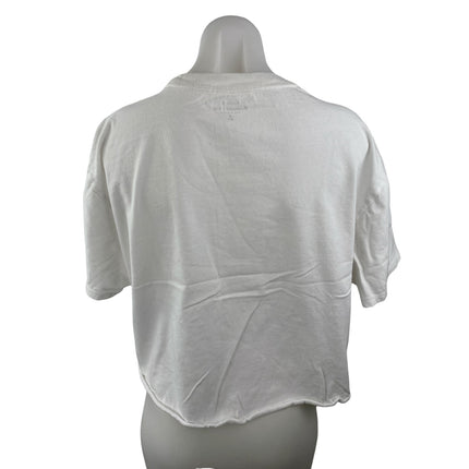 Abercrombie & Fitch Womens White Matisse Crewneck Boyfriend T Shirt Tee Top Sz M