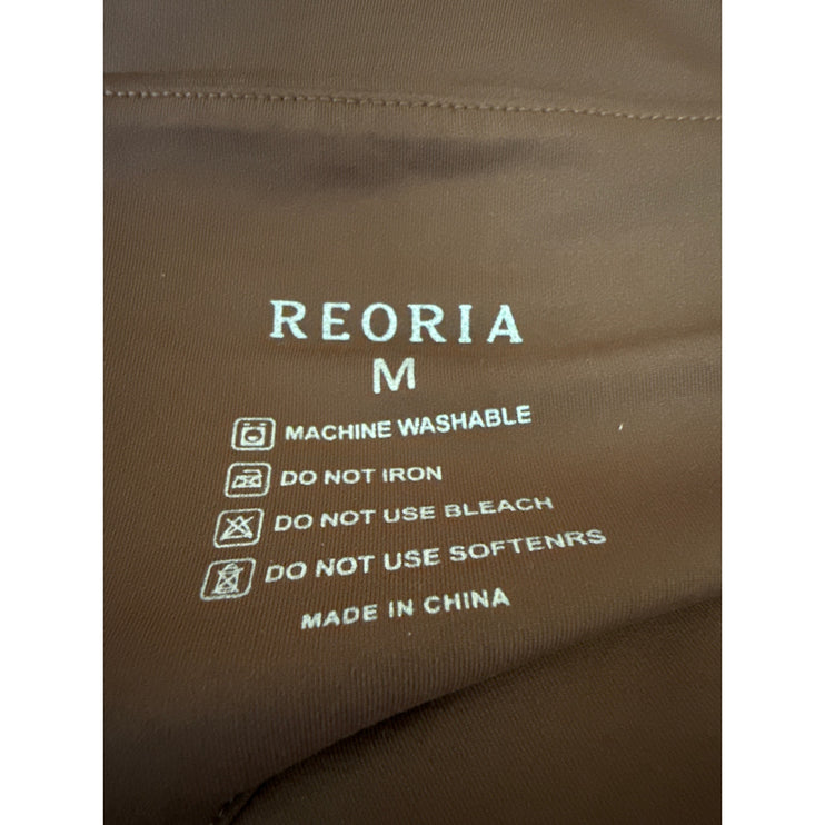 NEW Reoria Women's Brown Halter Sleeveless Plunging One Piece Bodysuit Top Sz M
