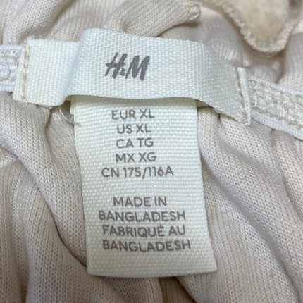 H&M Beige Sleeveless Smocked Square Neck Cami Camisole Tank Crop Top Size XL