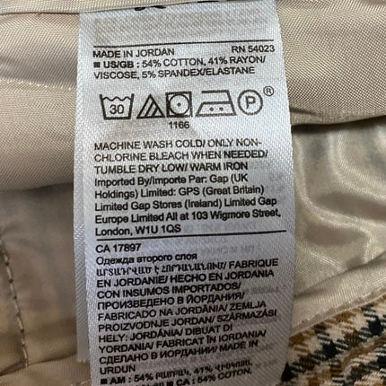 Banana Republic Sloan Women's Tan Plaid High Rise Tapered Trousers Pants Size 6