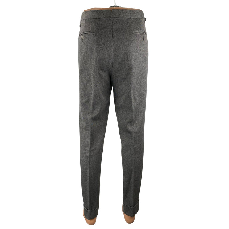 Ethomas 100% Wool Men's Gray High Rise Straight Chino Trousers Dress Pants Sz 36