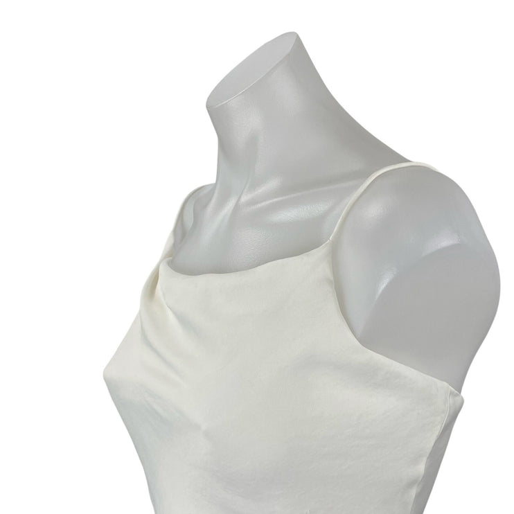 Zara Women's White Satin Sleeveless Cowl  Neck Crop Cami Camisole Tank Top Sz XS