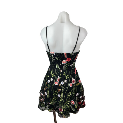 City Studio Black Floral Embroidered Sleeveless Cami Fit & Flare Mini Dress 3/4