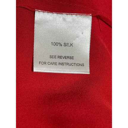 Tangerine Women's Red 100% Silk Long Sleeve Pintuck Babydoll Blouse Top Size M