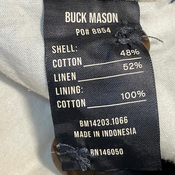 Buck Mason Capitola Men's Navy Blue Linen Straight Leg trousers Pants Size M