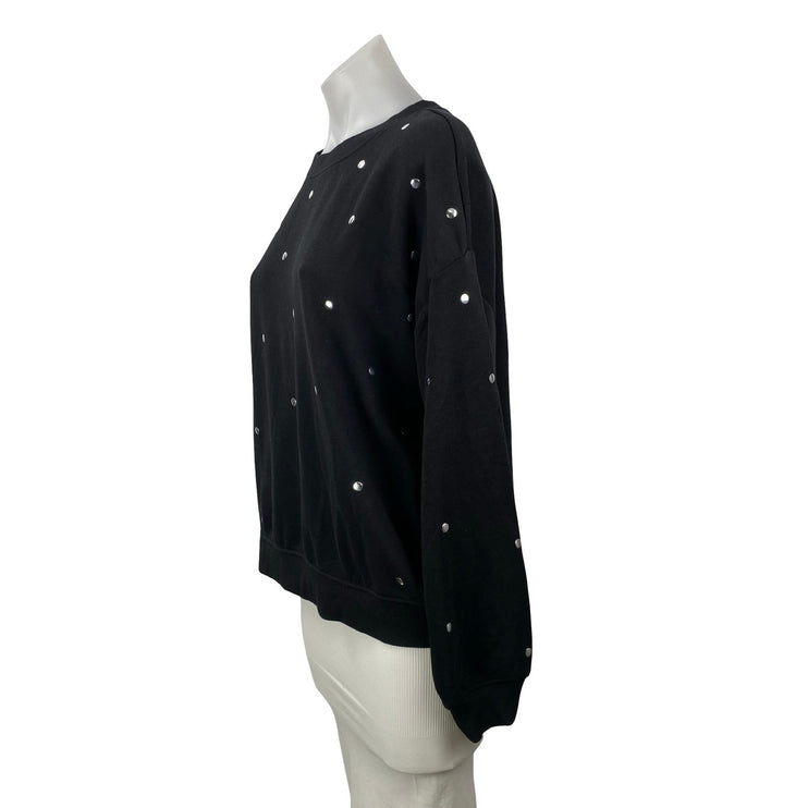 Ann Taylor LOFT Women's Black Beaded Long Sleeve Crewneck Sweatshirt Top Size L